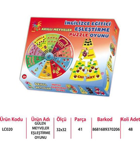 Laço Kids - Eğitici Eşleştirme Puzzle Oyunu - (31x31 cm 41 Parça) Akıllı Meyveler LC020