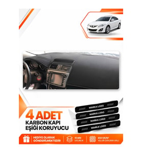 MAZDA 6 (2007-2013) Uyumlu Ön Torpido Koruma Kılıfı Halısı - Siyah