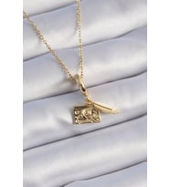 316L Çelik Gold Renk Kalp Detay Mektup Figür Charm Model Kadın Kolye 5886 - HPSBYI8332-9432