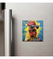 Rooster - Horoz - Güneş Gözlüklü Style - Buzdolap Magneti - 9x9 Cm