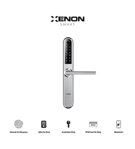 Xenon Smart Akıllı Kapı Kilidi Parmak İzi Dokunmatik Şifre Girişli Gümüş