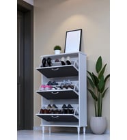 Eliusta Duru 72 cm Genişlikte Antrasit Renk Ayaklı Ayakkabılık Antre/Kapı Önü 72x127x26 cm Ayakkabılık