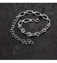 Gümüş Kaplama  Unisex Ezme Baklalı Bileklik  858