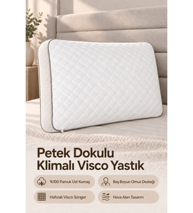 Klimalı Sert Visco Yastık 40×60×15 cm Baş Boyun Destekli 1 Adet