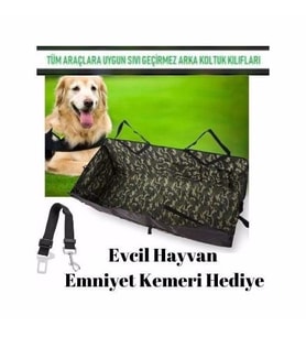Araç Araba Içi Arka Koltuk Sıvı Geçirmez Evcil Hayvan Kedi Köpek Örtüsü Kılıfı Brandası+emniyet kemeri