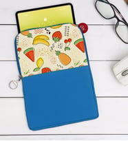 BK Gift Meyveler Tasarımlı Taşınabilir Koruyucu Tablet Kılıfı & Organizer Çanta - Mavi-2