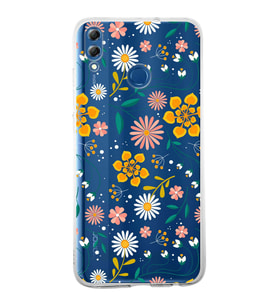 Huawei Honor 8x Uyumlu Kapak Flowers Tasarımlı Şeffaf Silikon Kılıf