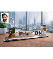 Kişiye Özel Öğretmen Karikatürlü 30 cm Ayna Pleksi Masaüstü İsimlik - Öğretmen Hediyesi Öğretmene Özel Hediye