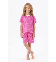 Kız Çocuk %100 Pamuk ve Şortlu Pijama Takımı 3-8 Yaş 12747IS MODANINO