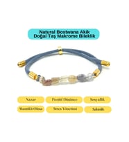Sertifikalı Natural Bostwana Akik Doğal Taş Makrome Bileklik Ayarlanabilir Ölçü