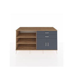 Kronos Konsol 3 Raflı 2 Çekmeceli 2 Kapaklı 176x59x99 Çam-Antrasit