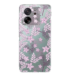 PrintiFy Xiaomi Mi 13T Pro Uyumlu Kamera Korumalı Floral Pudra Tasarımlı Şeffaf Silikon Kılıf