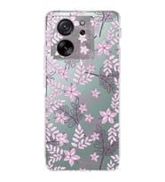 PrintiFy Xiaomi Mi 13T Pro Uyumlu Kamera Korumalı Floral Pudra Tasarımlı Şeffaf Silikon Kılıf