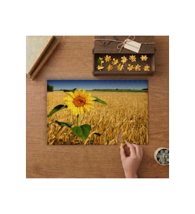 Buğday Tarlasında Ayçiçeği Tasarımı 240 parça Ahşap Puzzle Ahşap Kutuda MP09448