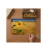 Buğday Tarlasında Ayçiçeği Tasarımı 240 parça Ahşap Puzzle Ahşap Kutuda MP09448