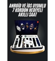7 Kordonlu Akıllı Saat Siyah Kasa Dokunmatik Ekran Uyku Takibi