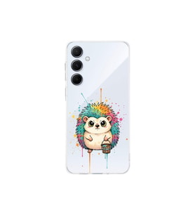 Samsung Galaxy A56 ile Uyumlu Splash Kirpi Tasarımlı Şeffaf Silikon Kılıf