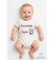 Teyzesinin Kuzusu Yazılı Bebek Body  %100 Pamuk Çıtçıtlı Zıbın Tulum  Unisex Kısa Kollu (Beyaz)