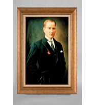 Çerçeveli Paspartulu Atatürk Tablo a212 (Gold)