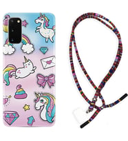 Samsung A02S A03S A10 A12 A13 A21S A22 Kılıf Boyun Asklı Rasta Silikon Unicorn Mektup 1800