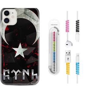 Apple iPhone 11 12 13 Mini Kılıf Kablo Koruma Spiral Silikon Göktürk 1394