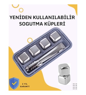 Mey İthalat® Paslanmaz Metal Buz Küpleri-Çok Amaçlı Kullanıma Uygun
