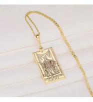 Kişiye Özel 925 Ayar Gümüş Justice Tarot Kart Kolye (Gold)