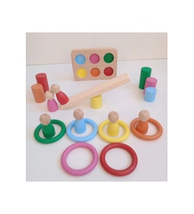 Moccotoys Montessori Halka Silindir Peg Bebek 6 Lı Seti