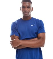 Nike Dri-Fit Uv Miler Ss Erkek Mavi Spor Tişört