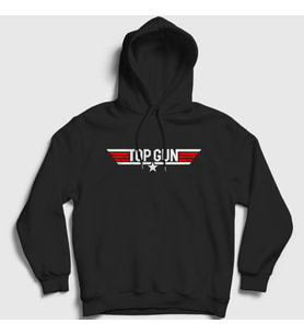 Presmono Unisex Siyah Logo Tom Cruise Pilot Film Top Gun Kapüşonlu Sweatshirt 460198tt