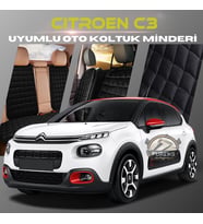 Citroen C3 Siyah Renk Tay Tüyü Cepli & Terletmez Sırtlı Oto Koltuk Minder Seti - Koltuk Koruma Kılıfı (ÖN & ARKA TAM SET)
