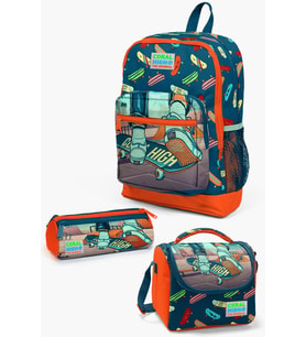 Coral High Kids Civit Neon Turuncu Kaykay Desenli 3’lü Okul Çanta Seti SET0123723