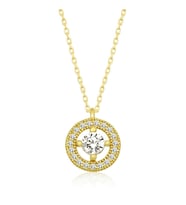 Gümüş Gold Minimal Yuvarlak Tektaş Kadın Kolye (Karışık)