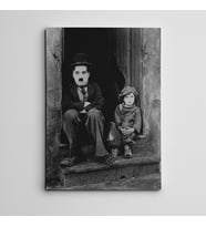Charlie Chaplin Siyah Beyaz Kanvas Tablo