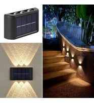 6 Ledli Solar Güneş Enerjili Aplik Led, Dekoratif Duvar Monteli Gün Işığı Led (5680)