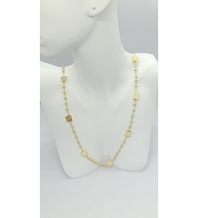 Kare Detaylı Gold Boncuk Zincir Kolye (45+5 cm)