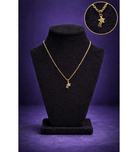 Minimal Yıldız Figürlü Renkli Taşlı Gold Kolye
