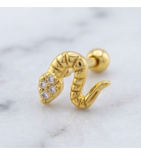 FerizZ Altın Kaplama Zirkon Taşlı Yılan Piercing PRC-155