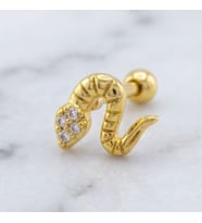 FerizZ Altın Kaplama Zirkon Taşlı Yılan Piercing PRC-155