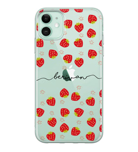 Apple Strawberries Tasarımlı Şeffaf Telefon Kılıfı