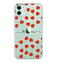Apple Strawberries Tasarımlı Şeffaf Telefon Kılıfı