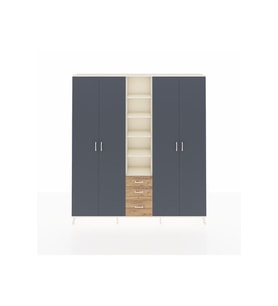 Arges Dolap 17 Raflı 3 Çekmeceli 4 Kapaklı 220x30x243 Aytaşı-Antrasit/Çam