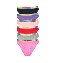 6 Adet Beli Renkli Lastik Pamuklu Kadın Slip  Külot