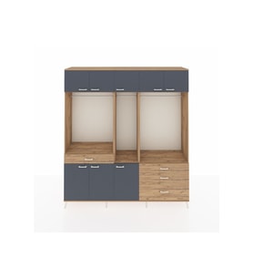Hyperion Dolap 8 Raflı 4 Çekmeceli 3 Askılı 220x44x243 Çam-Antrasit/Çam