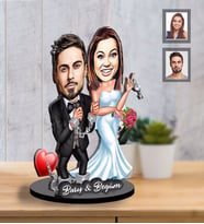 Kişiye Özel Gelin Damat  Karikatürlü İki Katmanlı Ahşap Biblo  Mod-7-Eco
