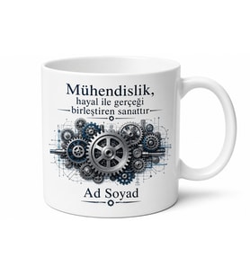 Makine Mühendisine Özel Dişli Çark Tasarımlı Kahve Kupası Hediye Bardak