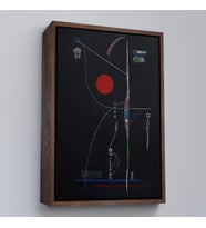 Çerçeveli Wassily Kandinsky - Kırmızı Vurgu Tablosu (Siyah)