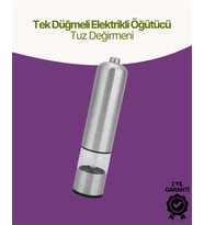Elektrikli Baharat Öğütücü Pilli Paslanmaz Çelik Otomatik Tuz Karabiber Değirmeni