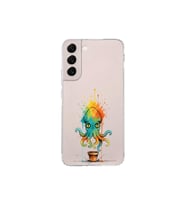 Samsung Galaxy S22 Plus ile uyumlu Splash ahtapot tasarımlı şeffaf silikon kılıf