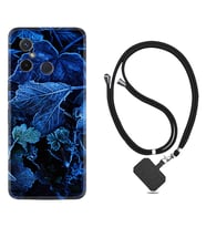 Xiaomi Redmi 12C Kılıf Silikon Boyun Askılı İpli Desenli Silikon Blue Foid 1628
